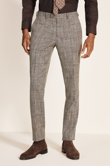 Tailored Fit Brown Check Trouser