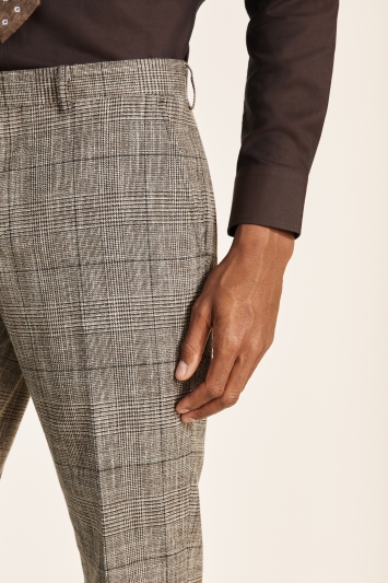 Tailored Fit Brown Check Trouser