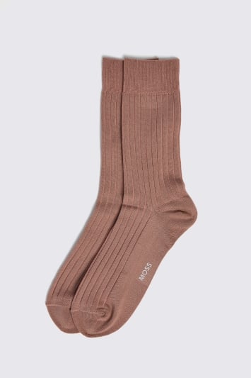 Dusty Pink Fine Ribbed Socks