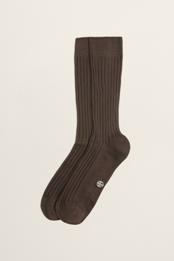 Chocolate Brown Fine Ribbed Sock