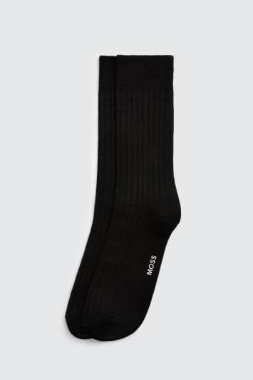 Black Fine Ribbed Socks