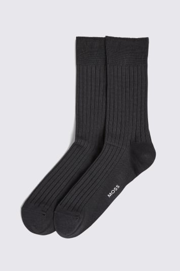 Charcoal Melange Ribbed Socks