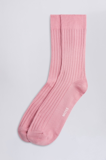 Moss Bros Pale Pink Fine Ribbed Sock