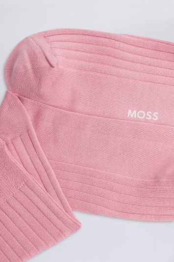 Moss Bros Pale Pink Fine Ribbed Sock