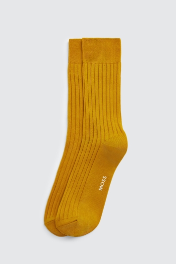 Mustard Fine Ribbed Socks