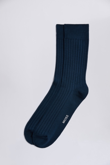 Indigo Fine Ribbed Socks 