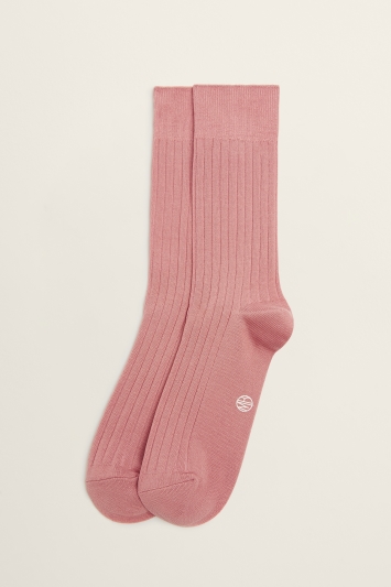 Moss Bros Dusty Rose Fine Ribbed Sock