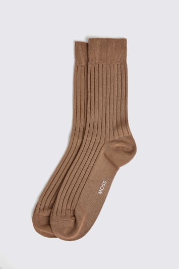 Taupe Fine Ribbed Socks