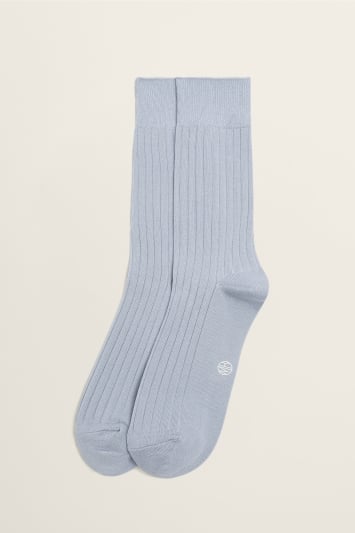 Moss Bros Pale Grey Fine Ribbed Sock