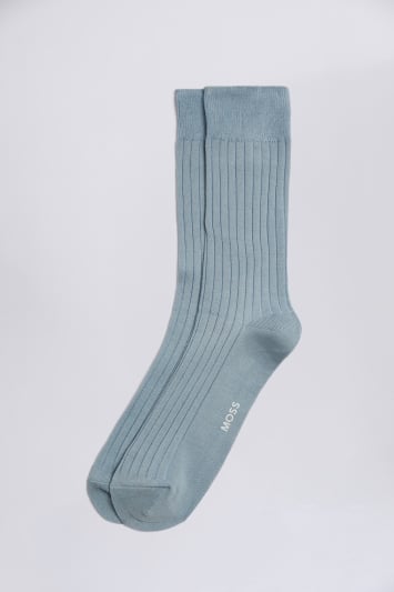 Pale Blue Fine Ribbed Socks 