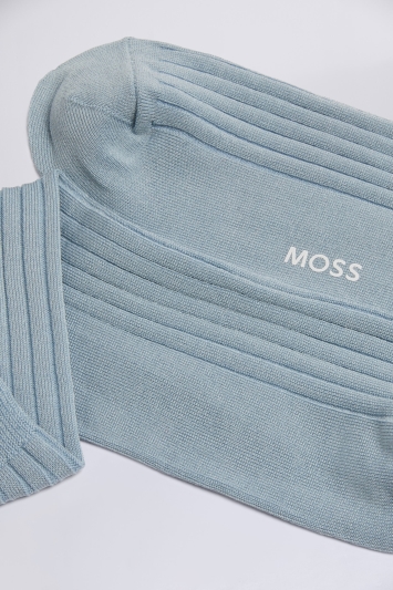 Pale Blue Fine Ribbed Socks 