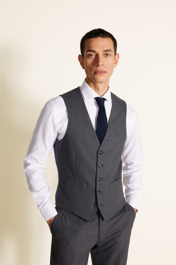 Tailored Fit Charcoal Puppytooth Waistcoat