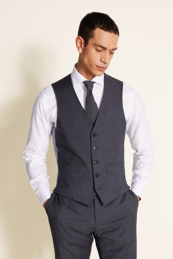 Tailored Fit Grey Min Check Waistcoat