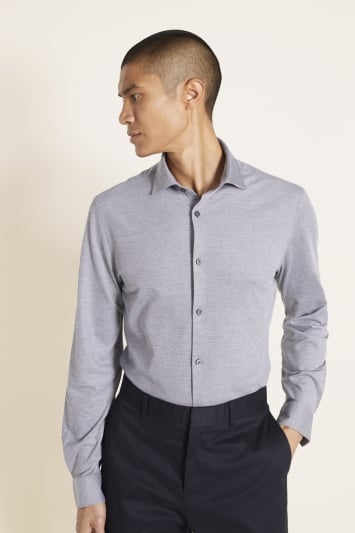 Slim Fit Grey Knit Shirt