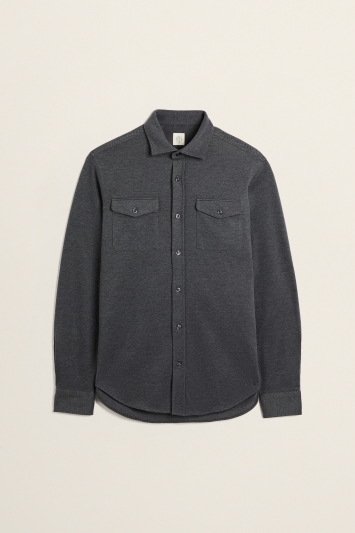 Tailored Fit Charcoal Knit Overshirt