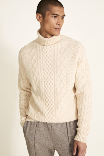 white knitted roll neck jumper