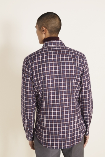 Tailored Fit Berry Brushed Check Shirt