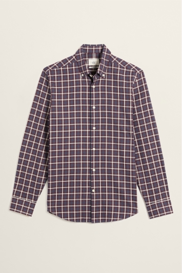 Tailored Fit Berry Brushed Check Shirt
