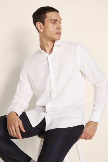 Tailored Fit White Brushed Melange Shirt