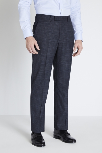 Moss 1851 Regular Fit Navy Sky Check Trousers
