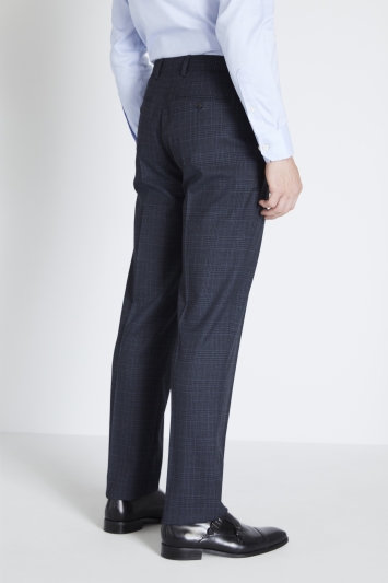 Moss 1851 Regular Fit Navy Sky Check Trousers
