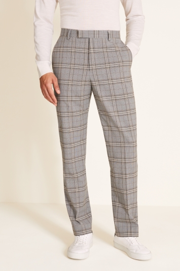 Regular Fit Black & White Rust Check Trousers