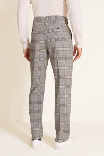 Moss 1851 Regular Fit Black & White Rust Check Trousers