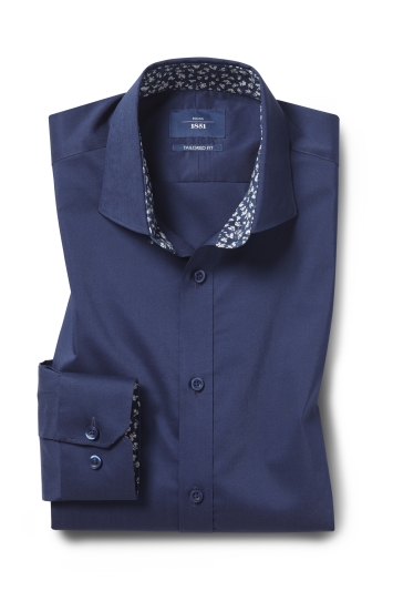Tailored Fit Navy Stretch Contrast Shirt