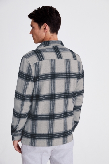 Tailored Fit Navy Check Overshirt