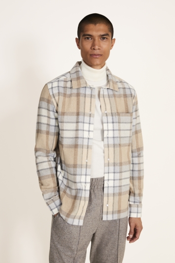 Tailored Fit Neutral Check Overshirt