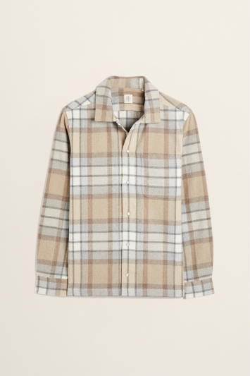 Tailored Fit Neutral Check Overshirt