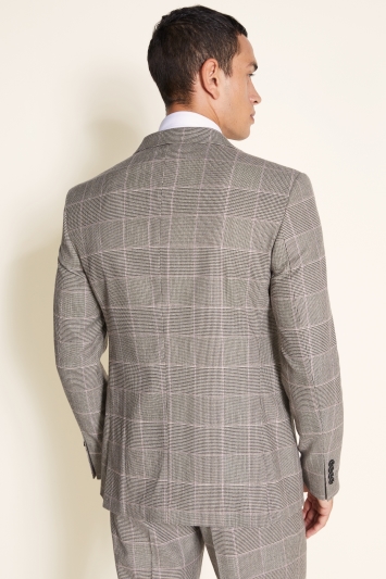 Moss London Slim Fit Black & White with Pink Check Jacket 