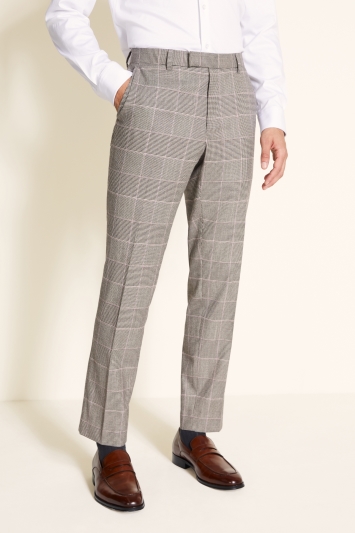Slim Fit Black & White with Pink Check Trouser