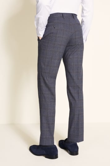 Moss London Slim Fit Charcoal Brown Check Trouser