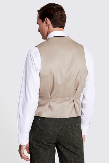 Tailored Fit Olive Herringbone Waistcoat