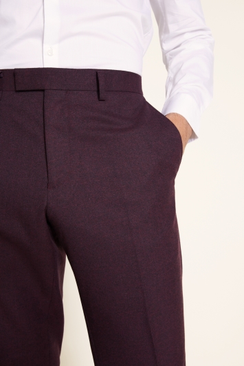 Tailored Fit Plum Flannel Trouser