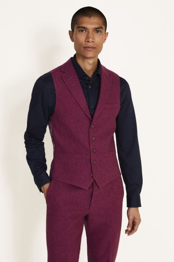 Slim Fit Fuchsia Donegal Tweed Jacket
