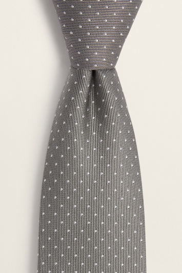 Grey with White Pindot Tie