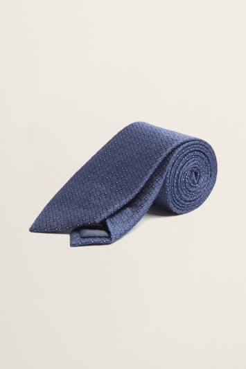 Navy Semi-Plain Silk Tie