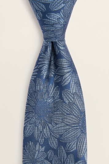 Navy Modern Floral Silk Tie