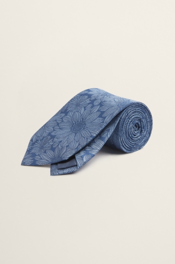 Navy Modern Floral Silk Tie