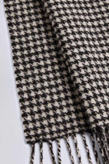 Black & White Houndstooth Pure Wool Scarf