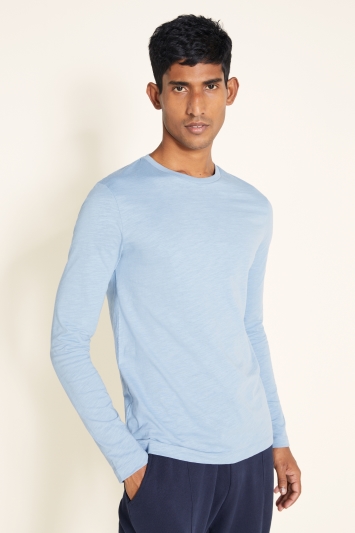 Mid-Blue Slub Long-Sleeve T-Shirt
