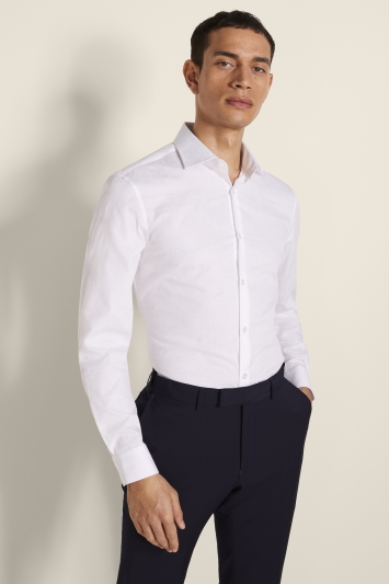 Recensie Conciërge bord Slim Fit White Jaquard Shirt