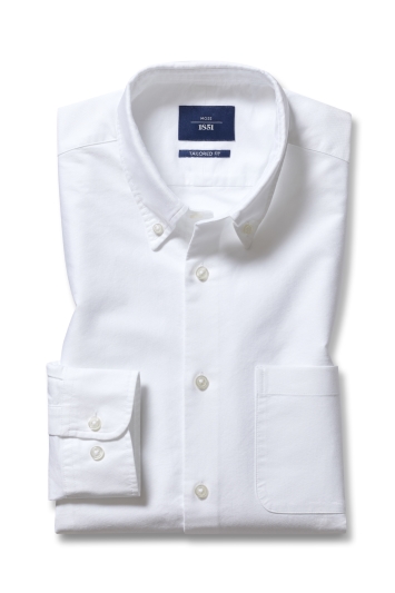 Tailored Fit White Oxford Button Down Collar