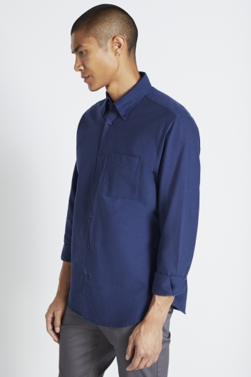 Tailored Fit Navy Oxford Button Down Collar