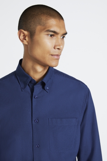 Tailored Fit Navy Oxford Button Down Collar