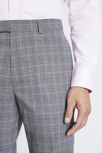 Regular Fit Grey & Purple Check Trouser