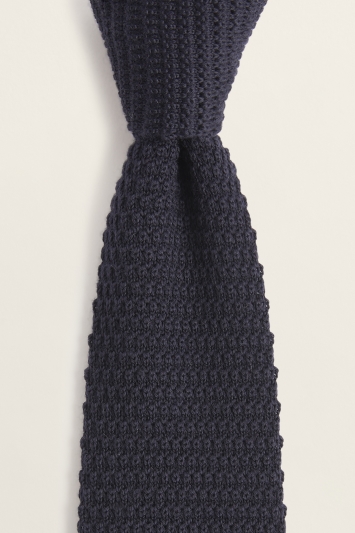 Navy Knitted Wool Tie