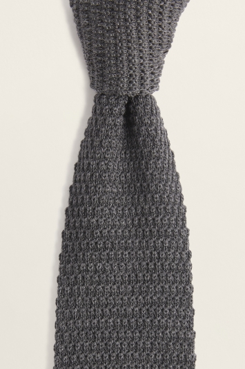 Grey Knitted Wool Tie